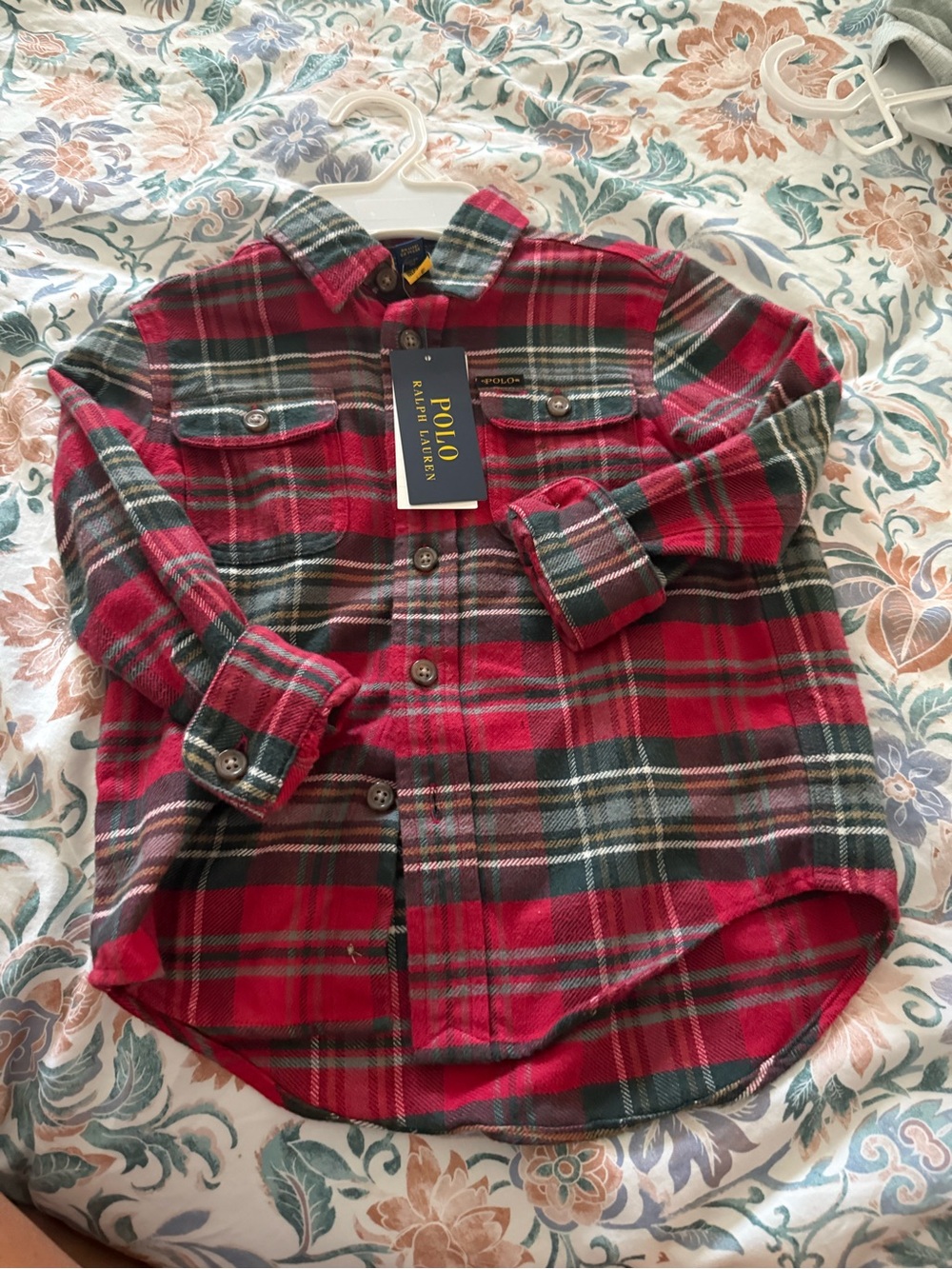 Boy’s Ralph Lauren Red and Green Plaid Button-Down Shirt